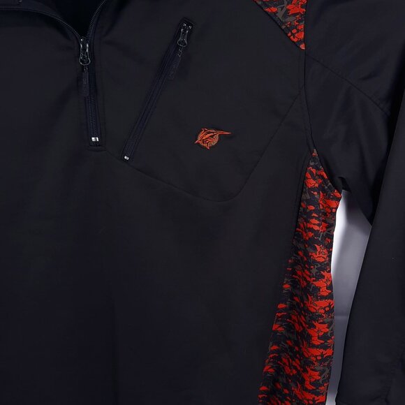 Heybo Fish Black Camo Pullover Windbreaker Jacket Men's Size XL Fishing 1/4 Zip - Picture 2 of 8